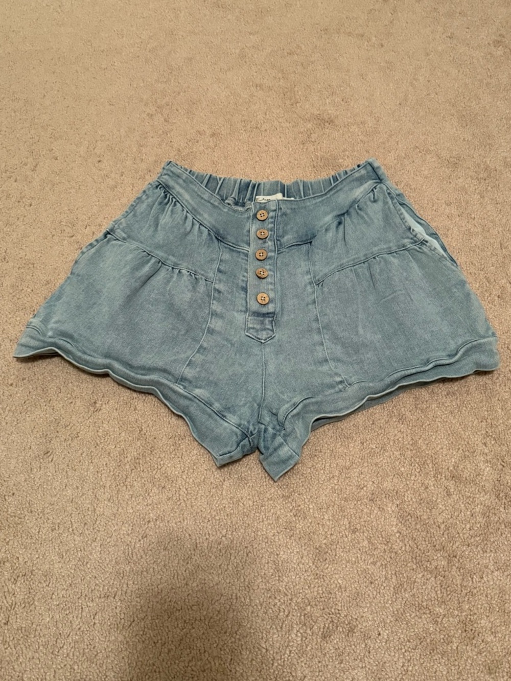 Vintage Havana Light Blue Button-Front Shorts